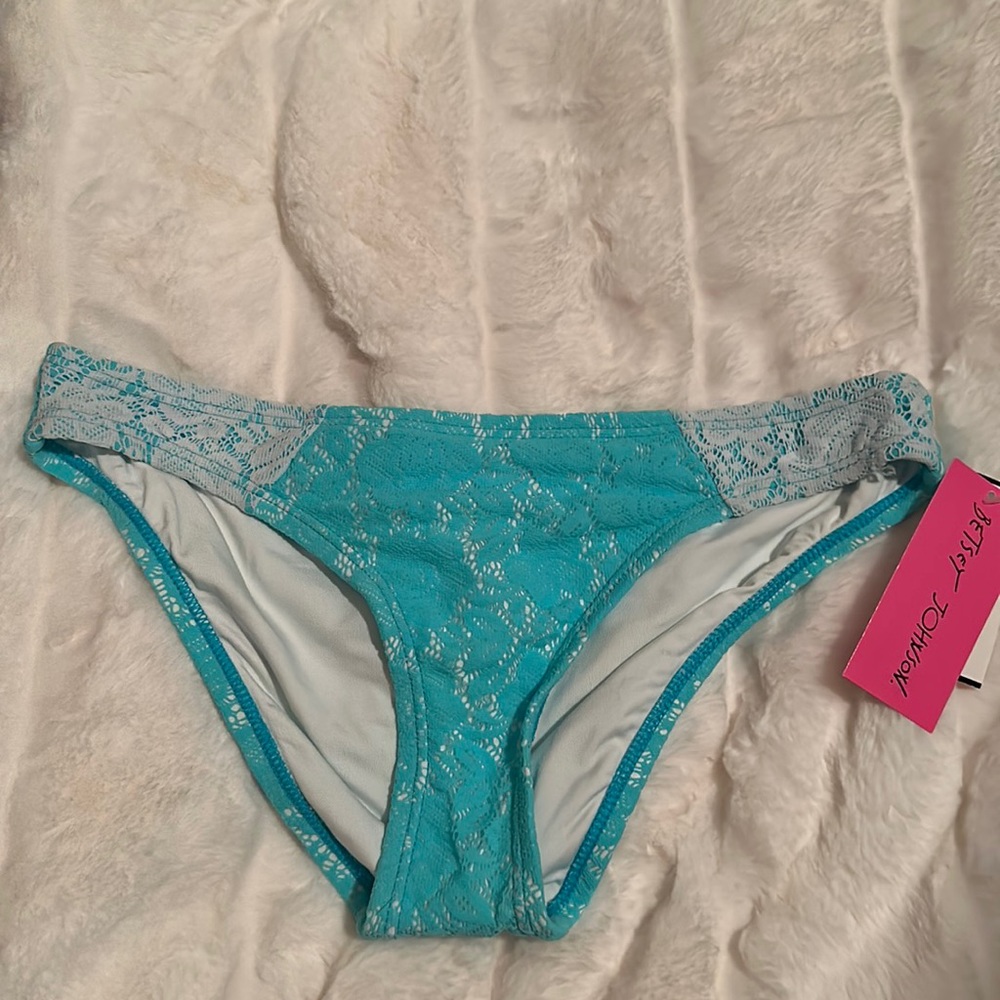 Betsey Johnson blue and white lace bikini bottom